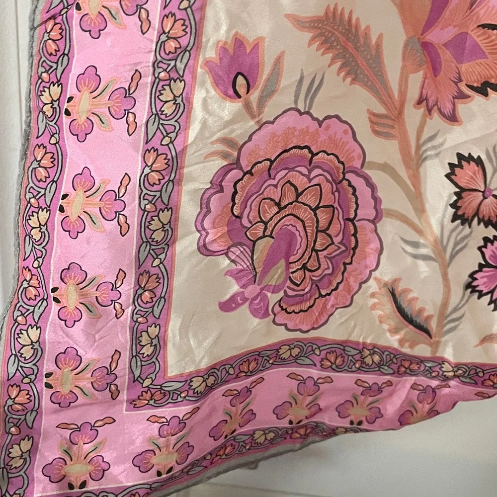 VTG SILK SCARF FLORAL PINK